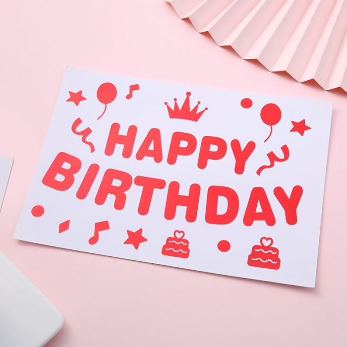 Sticker Autocolant pentru Baloane, , Tematica Aniversare, Model Happy Birthday, 29x21 cm, Rosu [6]