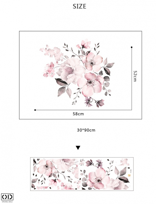Sticker Autocolant pentru Perete cu Flori Decorative, Multicolor [7]