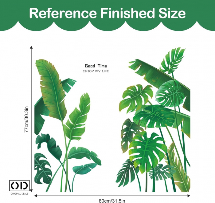 Sticker Autocolant pentru Perete sau Mobila Bucatarie, din PVC Autoadeziv, Model Frunze de Plante Exotice [8]