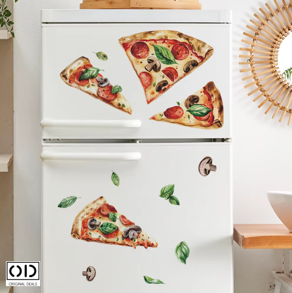 Sticker Autocolant pentru Perete sau Mobila Bucatarie, din PVC Autoadeziv, Model 4 Felii de Pizza Capricciosa [2]