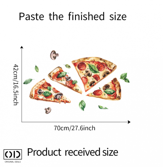 Sticker Autocolant pentru Perete sau Mobila Bucatarie, din PVC Autoadeziv, Model 4 Felii de Pizza Capricciosa [4]