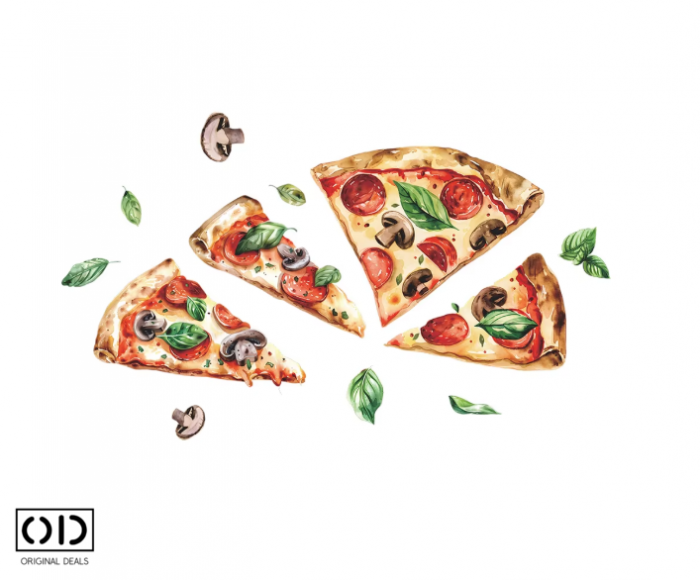 Sticker Autocolant pentru Perete sau Mobila Bucatarie, din PVC Autoadeziv, Model 4 Felii de Pizza Capricciosa [3]