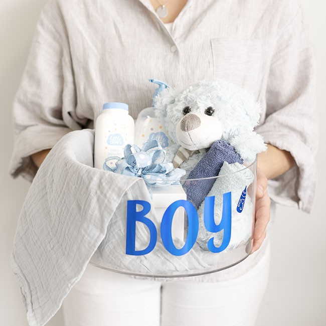 Sticker Autocolant, , Tematica Gender Reveal, Model Scris It's a Boy, 19.5x27.5 cm, Albastru [2]