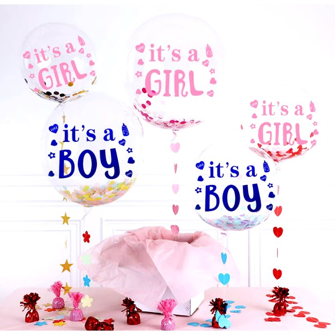 Sticker Autocolant, , Tematica Gender Reveal, Model Scris It's a Girl, 19.5x27.5 cm, Roz [4]