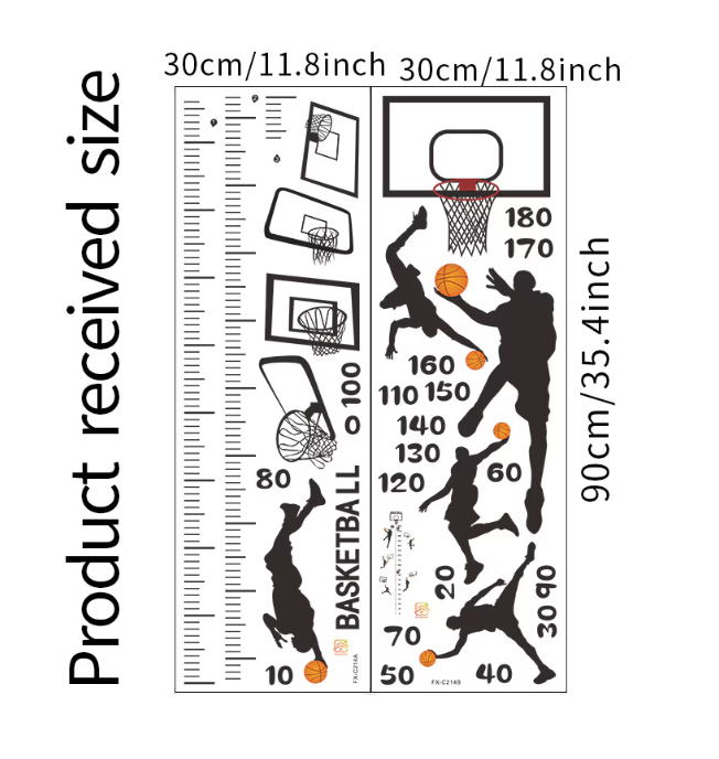 Sticker Decorativ Autoadeziv Metru pentru Masurare Inaltime Copii, pentru Camera Copilului, Scoala, Gradinita, Cabinet Medical [8]