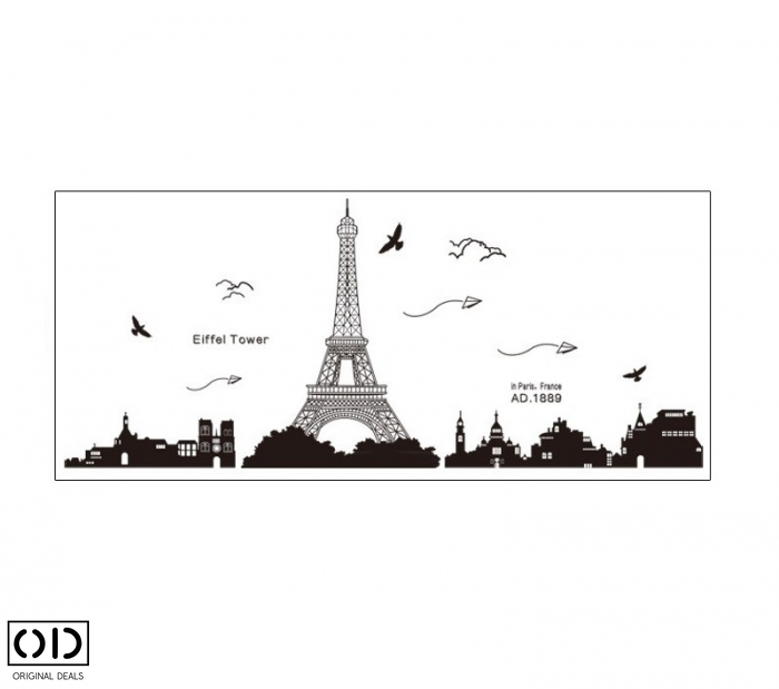 Sticker Decorativ Autocolant, Turnul Eiffel Paris, Negru [8]