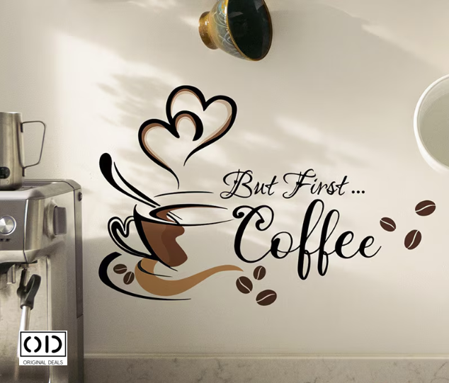Sticker Decorativ pentru Perete sau Mobila Bucatarie, din PVC Autoadeziv, Model Ceasca de Cafea [2]