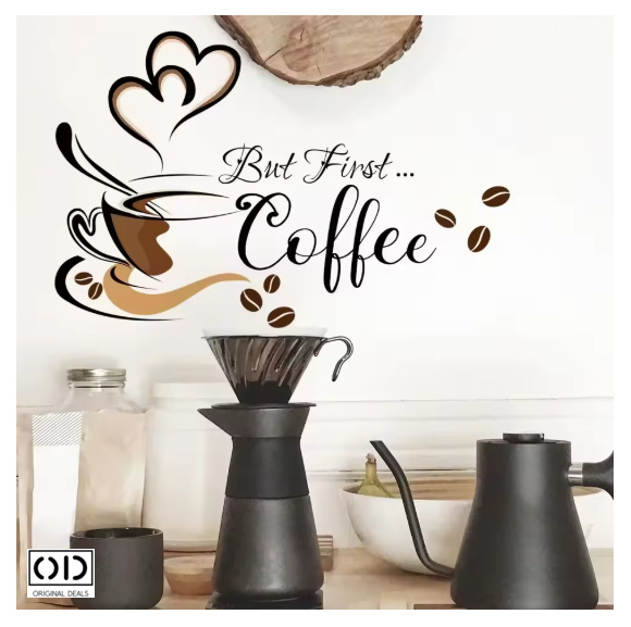 Sticker Decorativ pentru Perete sau Mobila Bucatarie, din PVC Autoadeziv, Model Ceasca de Cafea [3]