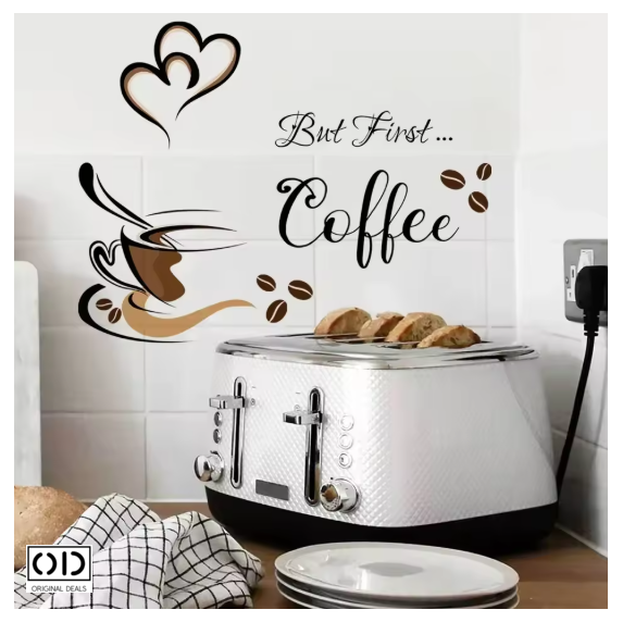 Sticker Decorativ pentru Perete sau Mobila Bucatarie, din PVC Autoadeziv, Model Ceasca de Cafea [4]