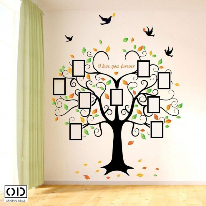 Sticker Autocolant pentru Perete sau Mobila Bucatarie, din PVC Autoadeziv, Model Copac cu 9 Rame Foto pentru Amintiri de Familie [8]