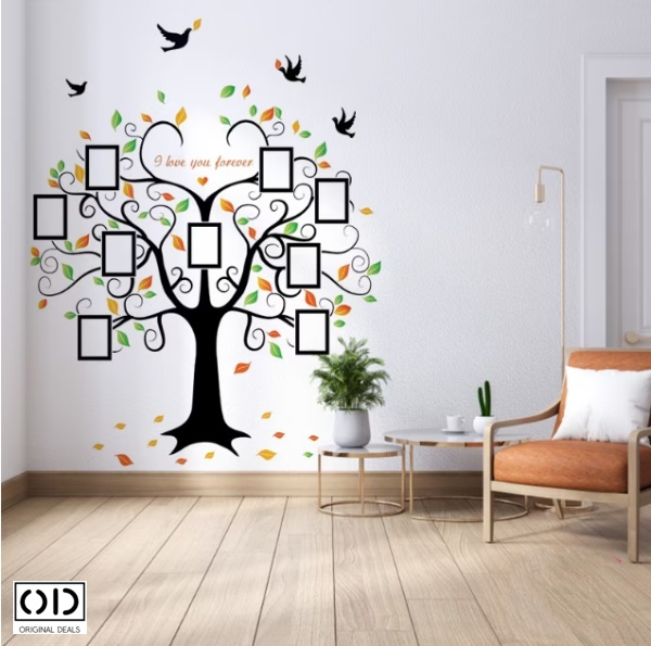Sticker Autocolant pentru Perete sau Mobila Bucatarie, din PVC Autoadeziv, Model Copac cu 9 Rame Foto pentru Amintiri de Familie [7]