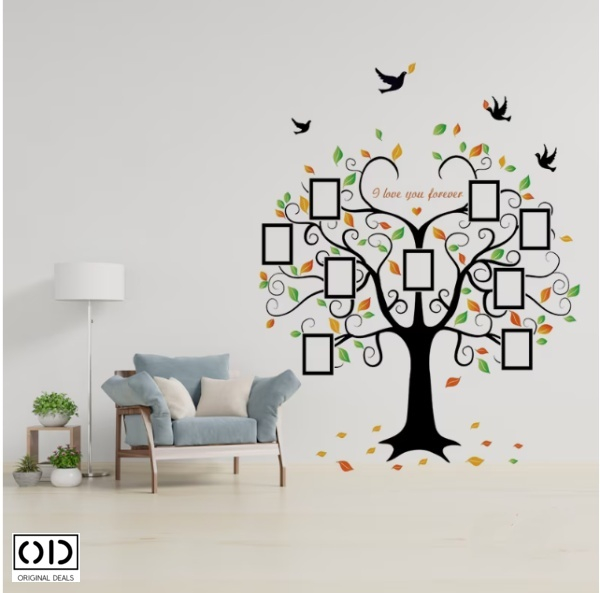 Sticker Autocolant pentru Perete sau Mobila Bucatarie, din PVC Autoadeziv, Model Copac cu 9 Rame Foto pentru Amintiri de Familie [5]