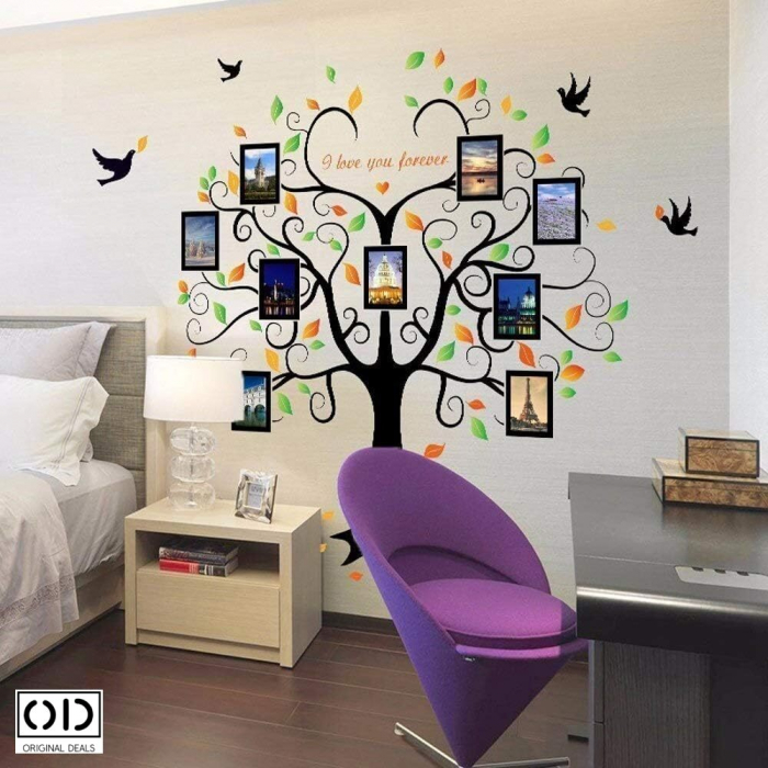 Sticker Autocolant pentru Perete sau Mobila Bucatarie, din PVC Autoadeziv, Model Copac cu 9 Rame Foto pentru Amintiri de Familie [3]
