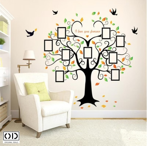 Sticker Autocolant pentru Perete sau Mobila Bucatarie, din PVC Autoadeziv, Model Copac cu 9 Rame Foto pentru Amintiri de Familie [6]