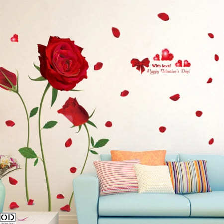 Sticker Decorativ pentru Infrumusetarea Peretilor cu Trandafiri, 155 x 230 cm [6]