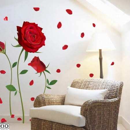 Sticker Decorativ pentru Infrumusetarea Peretilor cu Trandafiri, 155 x 230 cm [5]