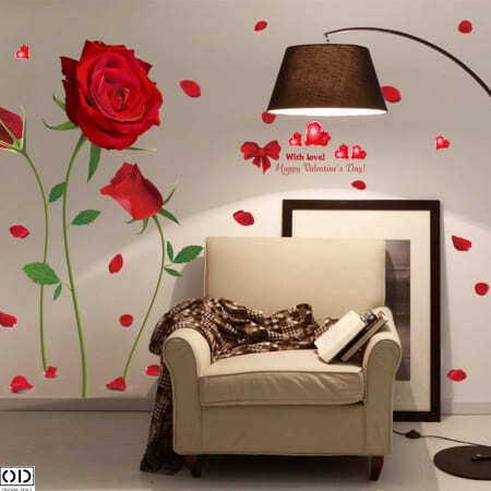 Sticker Decorativ pentru Infrumusetarea Peretilor cu Trandafiri, 155 x 230 cm [8]