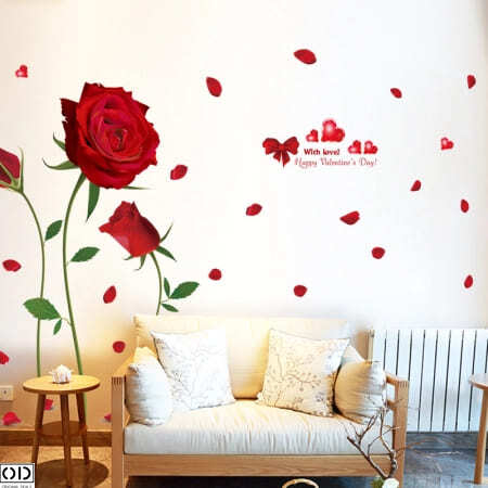 Sticker Decorativ pentru Infrumusetarea Peretilor cu Trandafiri, 155 x 230 cm [2]