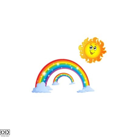 Sticker Decorativ pentru Perete, Autocolant Autoadeziv, Curcubee cu Soare Vesel, 30 x 30 cm [3]