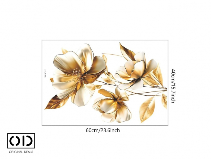 Sticker Decorativ pentru Perete, Mobila, sau Fereastra, Model Flori Aurii Orientale Dubai, Autocolant din Vinil PVC Autoadeziv [6]