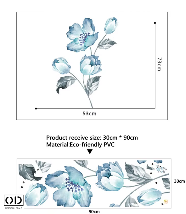 Sticker Decorativ pentru Perete, Mobila, sau Geam, Model Floare de Bujor, Autocolant din Vinil PVC [8]