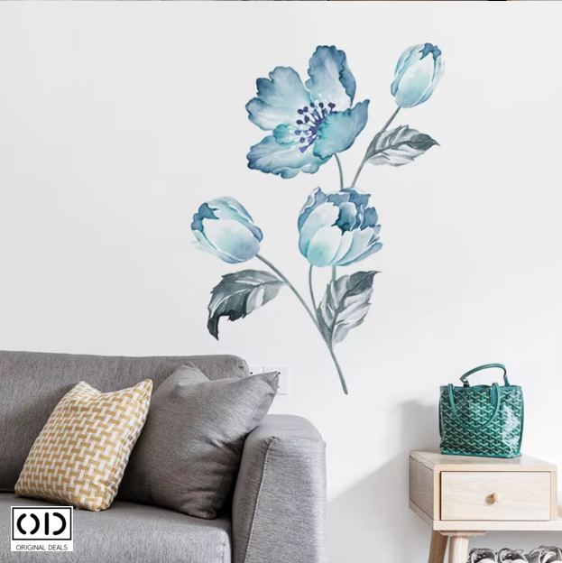 Sticker Decorativ pentru Perete, Mobila, sau Geam, Model Floare de Bujor, Autocolant din Vinil PVC [9]