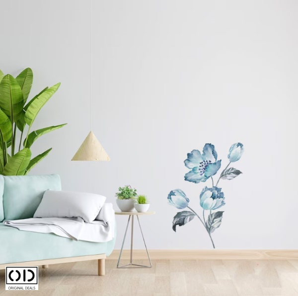 Sticker Decorativ pentru Perete, Mobila, sau Geam, Model Floare de Bujor, Autocolant din Vinil PVC [5]