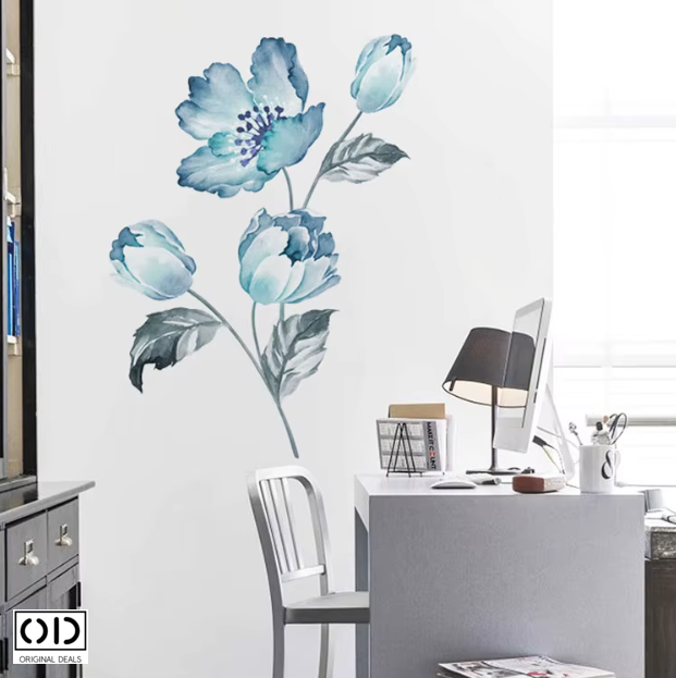 Sticker Decorativ pentru Perete, Mobila, sau Geam, Model Floare de Bujor, Autocolant din Vinil PVC [2]