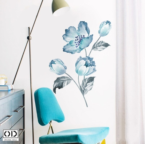 Sticker Decorativ pentru Perete, Mobila, sau Geam, Model Floare de Bujor, Autocolant din Vinil PVC [1]