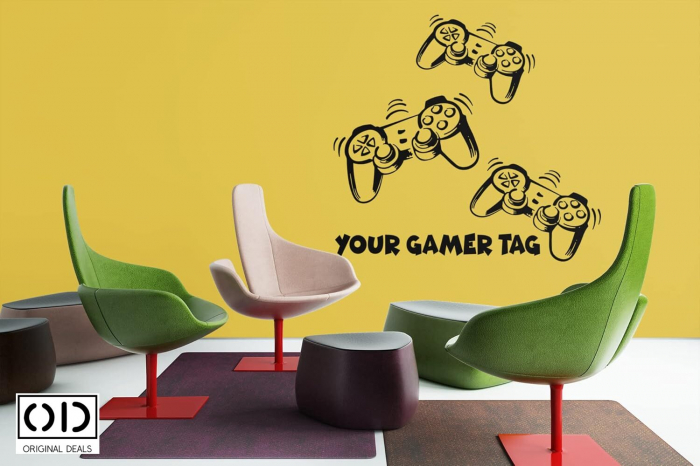 Sticker Decorativ Gaming, Autoadeziv pentru Perete, Mobila sau Sticla, Model Joystick Consola Playstation [6]