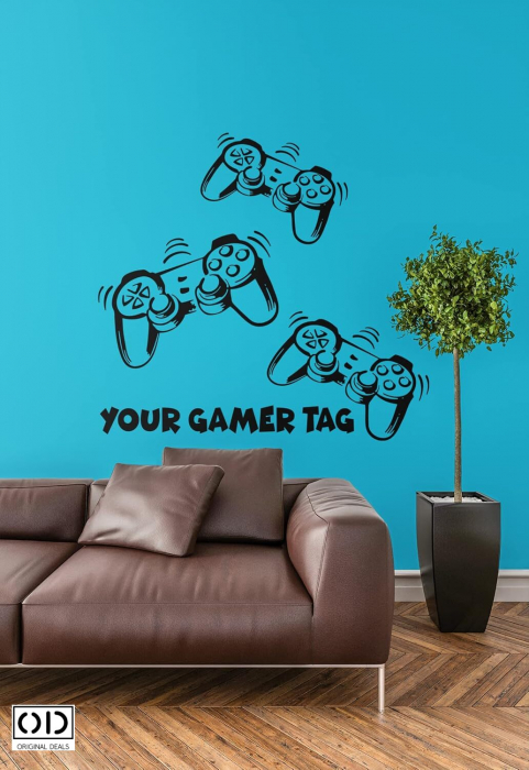 Sticker Decorativ Gaming, Autoadeziv pentru Perete, Mobila sau Sticla, Model Joystick Consola Playstation [8]