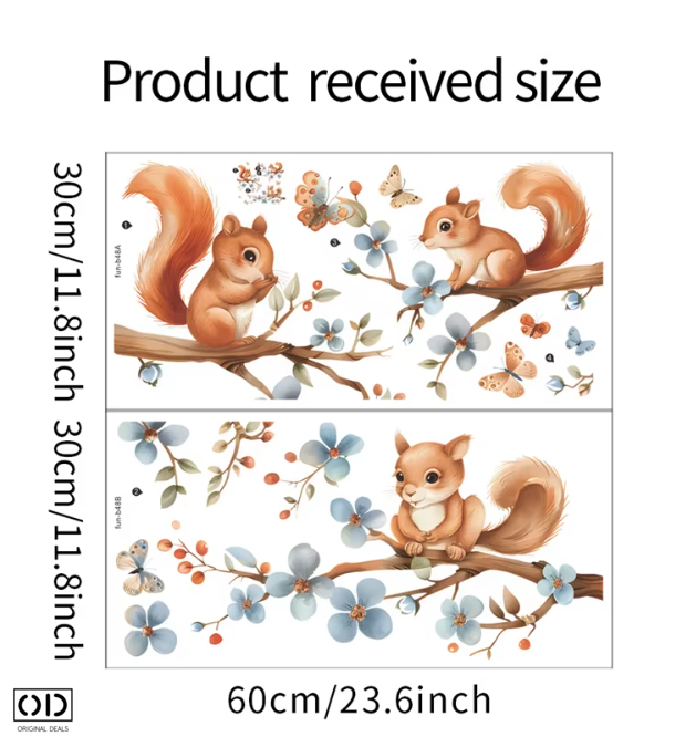 Sticker Decorativ pentru Perete sau Mobila, din PVC Autoadeziv, Model cu Veverite in Copac [13]