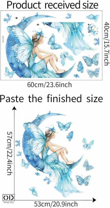 Sticker Decorativ si Autoadeziv pentru Copii, Se Lipeste pe Mobila, Perete si Sticla, Model Zana Ursitoare [8]