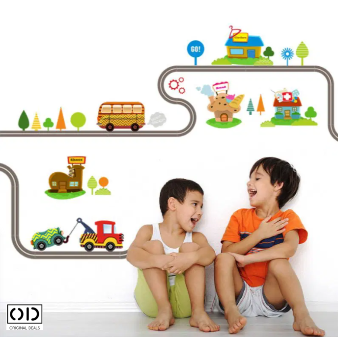 Sticker Educativ pentru Camera Copilului, Autoadeziv, Se lipeste pe Perete, Mobila sau Sticla, Model cu Pista Formula 1 [2]