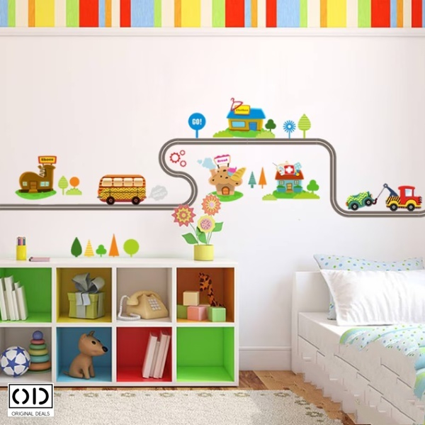 Sticker Educativ pentru Camera Copilului, Autoadeziv, Se lipeste pe Perete, Mobila sau Sticla, Model cu Pista Formula 1 [1]
