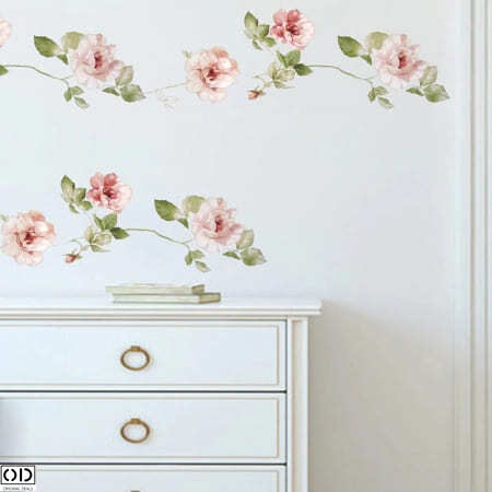 Sticker pentru Pereti si Multisuprafete, Trandafiri Salbatici Cataratori Sticker Perete Frunze Tropicale Decoarative Padure Savana Decor Design Interior Natura Frunze si Plante Naturale Sticker Decor [4]