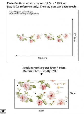 Sticker pentru Pereti si Multisuprafete, Trandafiri Salbatici Cataratori Sticker Perete Frunze Tropicale Decoarative Padure Savana Decor Design Interior Natura Frunze si Plante Naturale Sticker Decor [3]