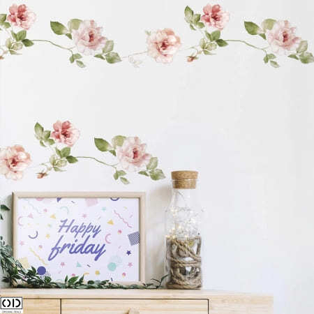 Sticker pentru Pereti si Multisuprafete, Trandafiri Salbatici Cataratori Sticker Perete Frunze Tropicale Decoarative Padure Savana Decor Design Interior Natura Frunze si Plante Naturale Sticker Decor [6]