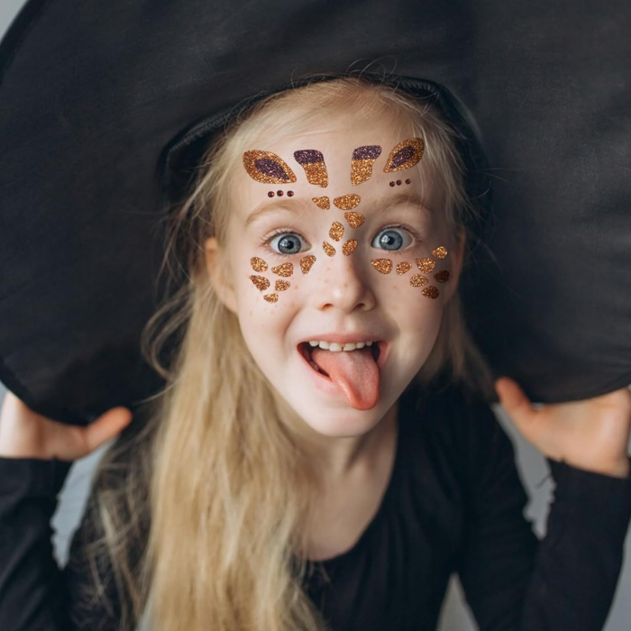 Sticker Temporar pentru Fata, , pentru Machiaj, Face Art, Halloween, Teatru, Model Girafa, Galben [3]