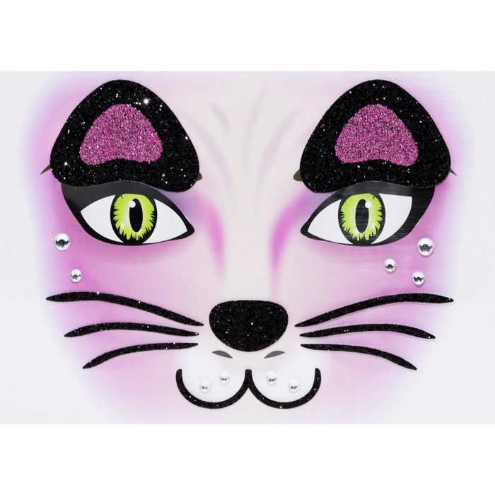 Sticker Temporar pentru Fata, , pentru Machiaj, Face Art, Halloween, Teatru, Model Pisica, Mov [5]