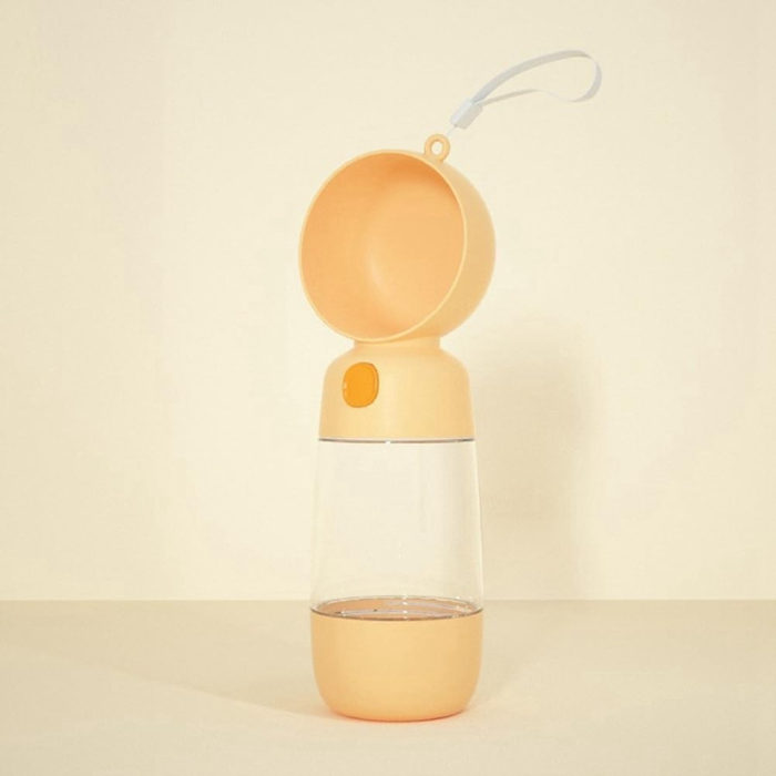 Sticla Animale, , Portabila, pentru Hrana si Apa, din ABS, 400 ml/182 ml, 25.5 x 8 x 9 cm, Galben [4]