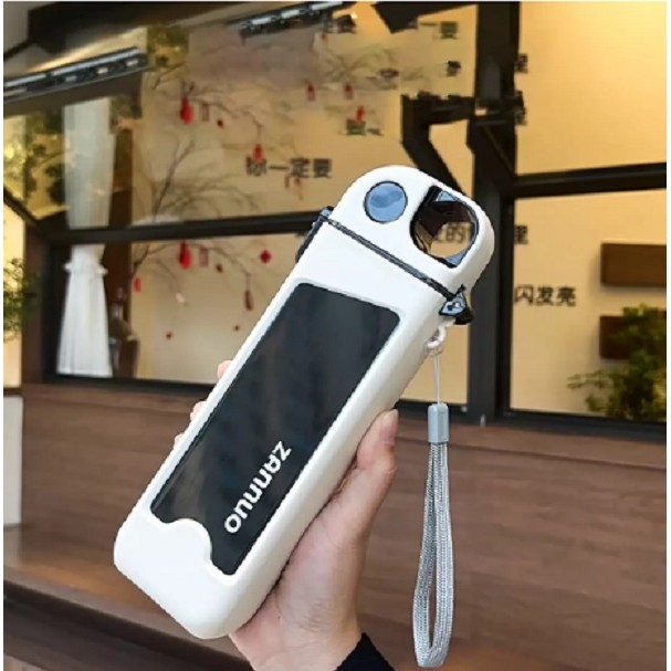 Sticla de Apa pentru Sport, , 350 ml, cu Pai si Capac, 23x7x4.4 cm, Buton de Blocare, din PC, Alb [5]