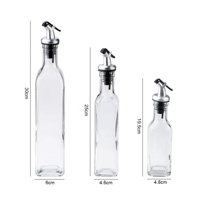 Sticla de Ulei de Masline, , Sticla etansa pentru Lichide de Bucatarie, Sticla pentru Uleiuri, Sosuri, Otet, Capac din Inox Dozator, 30 x 6 cm, volum 500 ml, Transparent  [6]