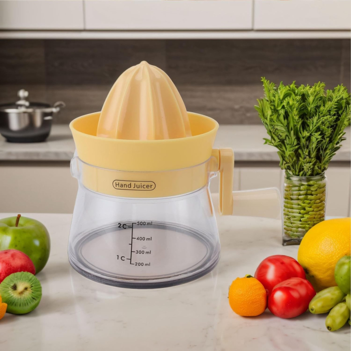 Storcator de Citrice Manual, , Rezistente, Usor de Folosit si Depozitat, Durabil, Calitativ, 16.5x13cm, Transparent/ Galben [8]