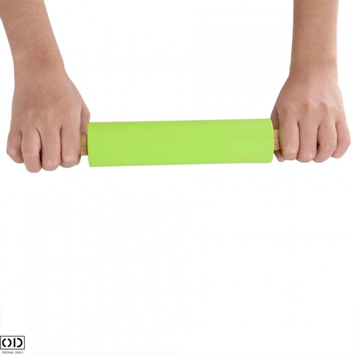 Sucitor din Silicon cu Ax Rotativ si Manere din Lemn de Bambus, pentru Modelat Aluatul, Calitate si Design Premium, 10cm [3]