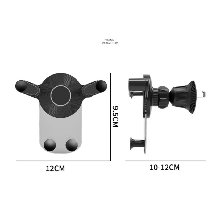 Suport Auto de Telefon, , pentru Ventilatie, din ABS, cu Clipsuri, Rotativ, 12x9.5x12 cm, Negru-Transparent [3]