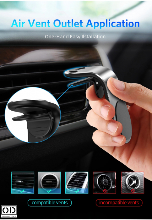 Suport Auto Magnetic Premium pentru Telefon, Tableta sau GPS - Grila Ventilatie [15]