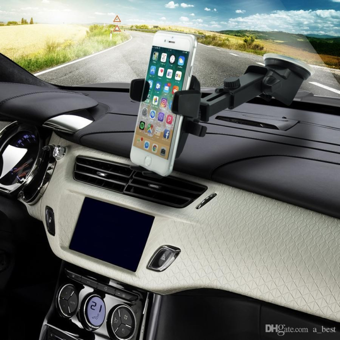 Suport auto pentru telefon, 2nd A1 Telescopic cu Ventuza Negru [7]