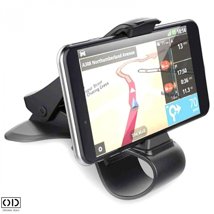 Suport Auto pentru Telefon sau GPS cu Prindere pe Bord Sofer de tip HUD, Universal Compatibil, Premium, Negru [16]