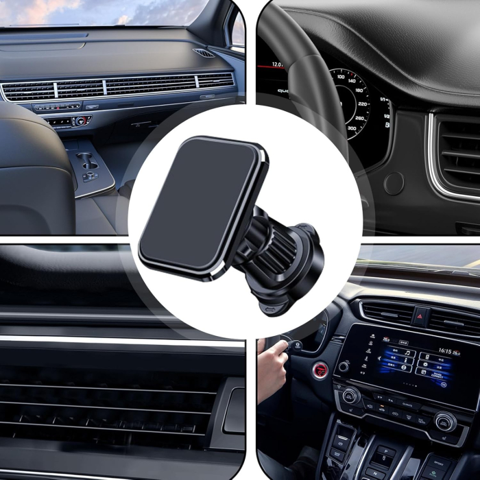 Suport Auto pentru Telefon, , MagSafe, cu Magnet, Prindere Grila de Ventilatie, Detalii Fine, Rotativ 360 de Grade, Plastic Magnet Silicon, 5.1x3.9 cm, Negru [7]
